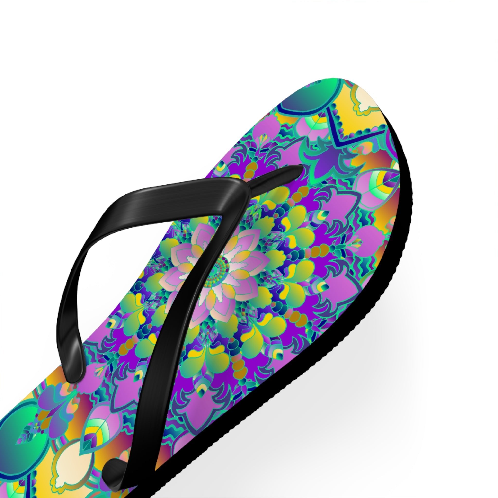 Vibrant Mandala Flip Flops - Colorful Comfort Shoes - Blululi