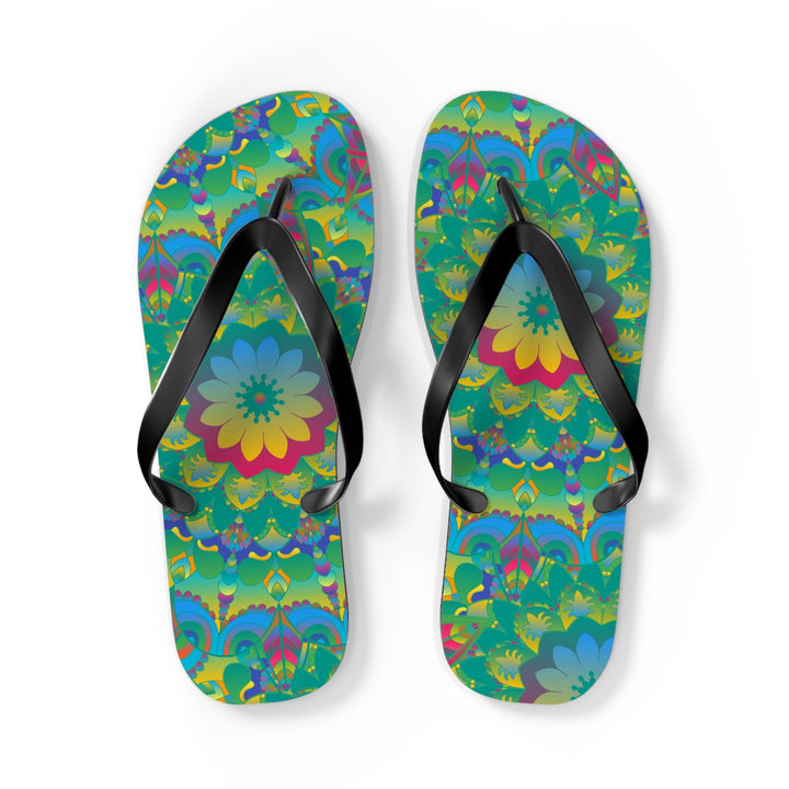 Vibrant Mandala Flip Flops - Colorful Comfort Shoes - Blululi