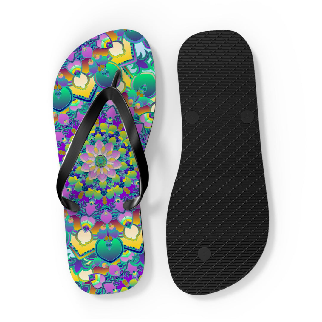 Vibrant Mandala Flip Flops - Colorful Comfort Shoes - Blululi