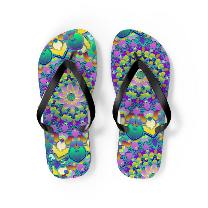 Vibrant Mandala Flip Flops - Colorful Comfort Shoes - Blululi