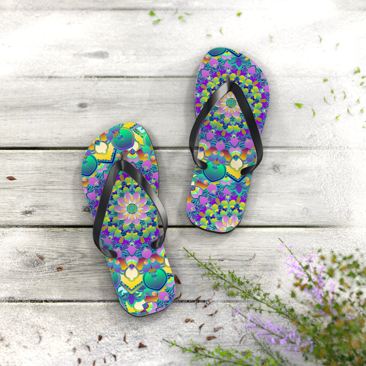 Vibrant Mandala Flip Flops - Colorful Comfort Shoes - Blululi