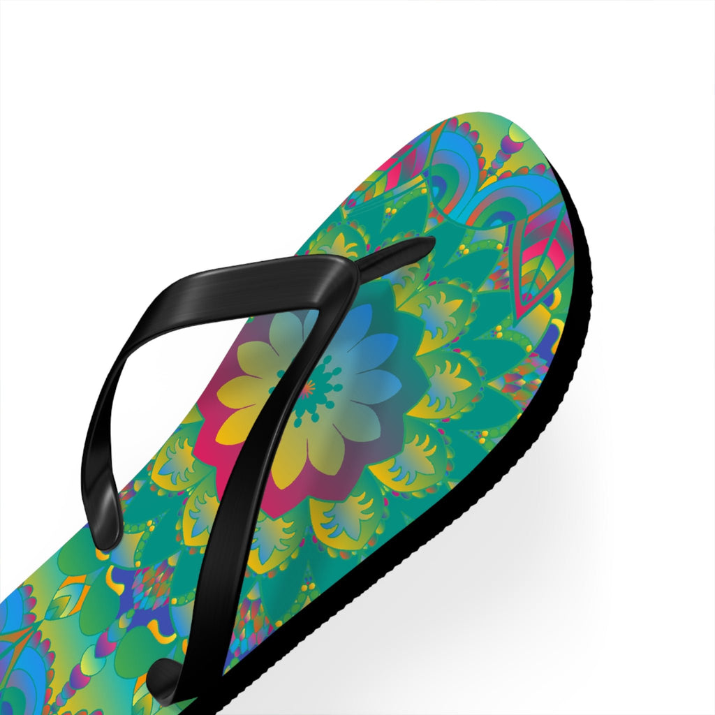 Vibrant Mandala Flip Flops - Colorful Comfort Shoes - Blululi