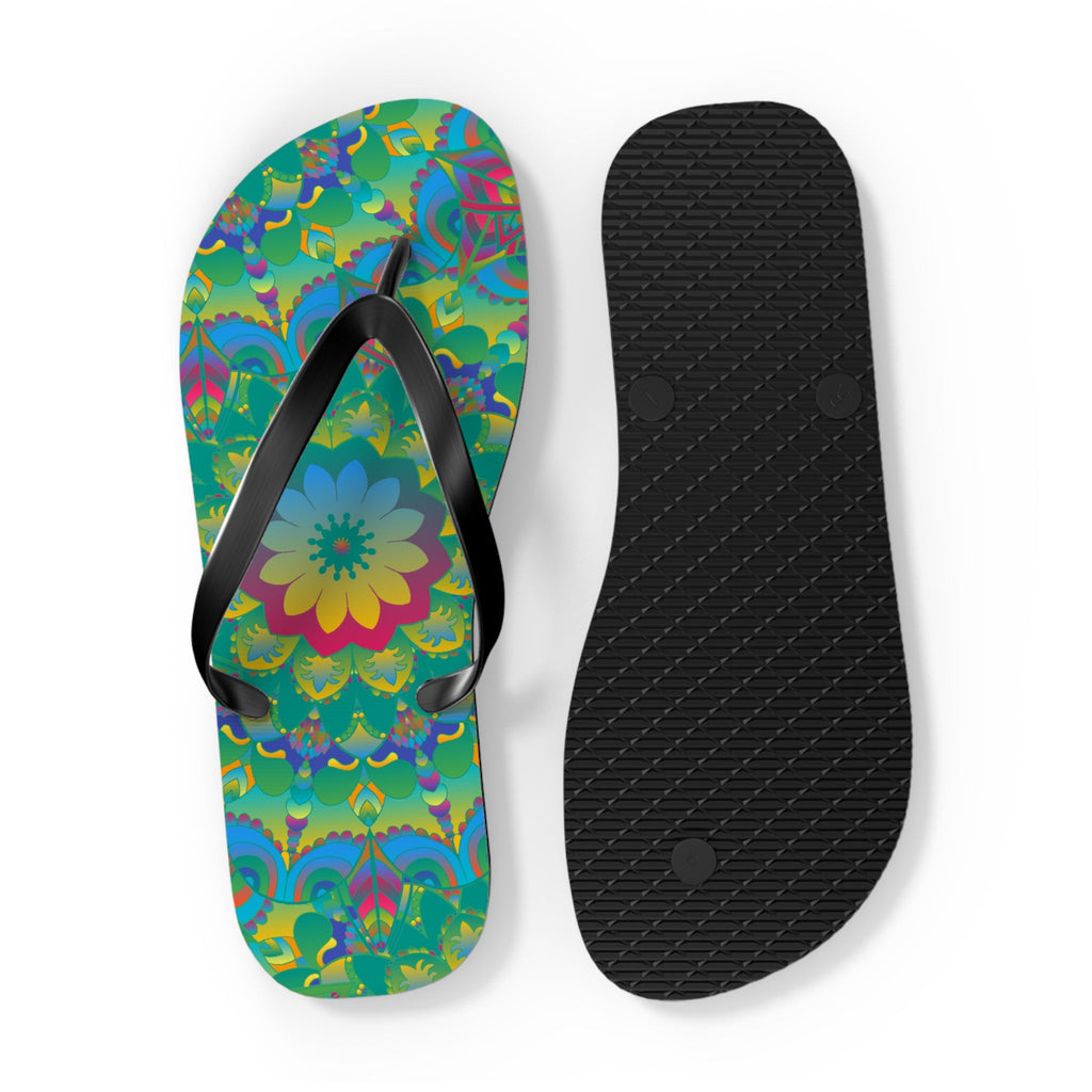 Vibrant Mandala Flip Flops - Colorful Comfort Shoes - Blululi