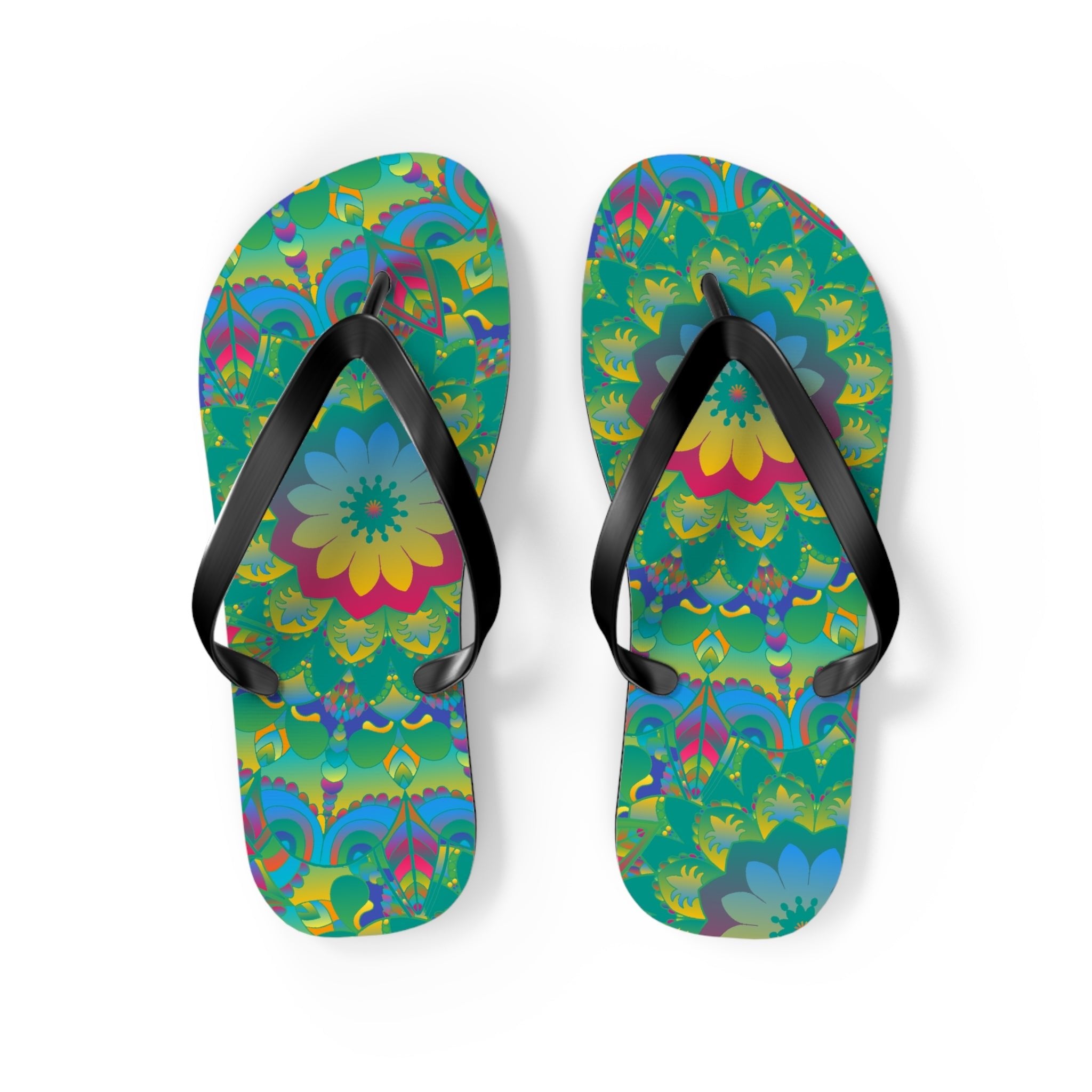 Vibrant Mandala Flip Flops - Colorful Comfort Shoes - Blululi