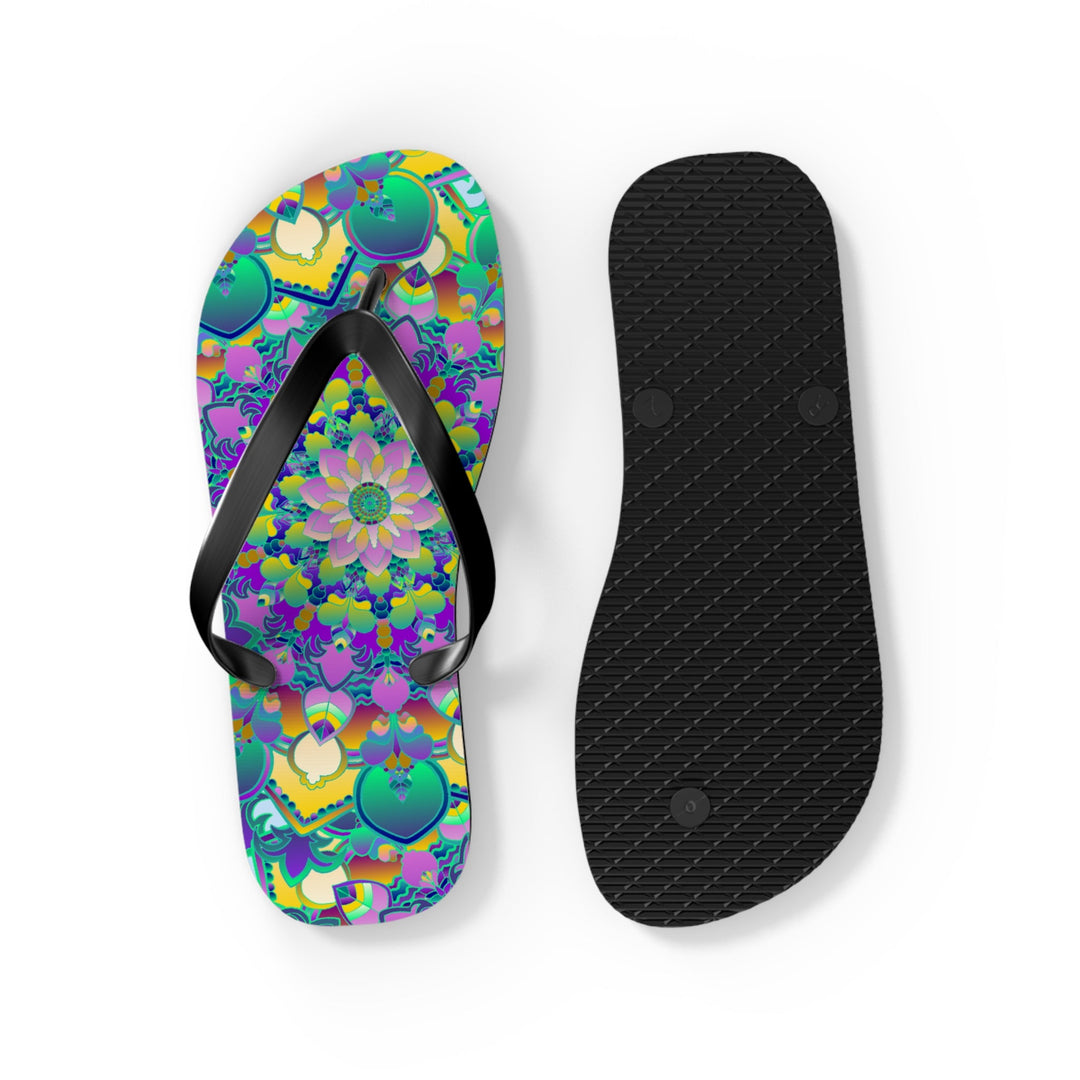 Vibrant Mandala Flip Flops - Colorful Comfort Shoes - Blululi