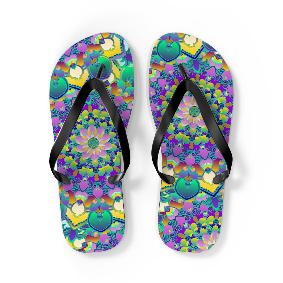 Vibrant Mandala Flip Flops - Colorful Comfort Shoes - Blululi
