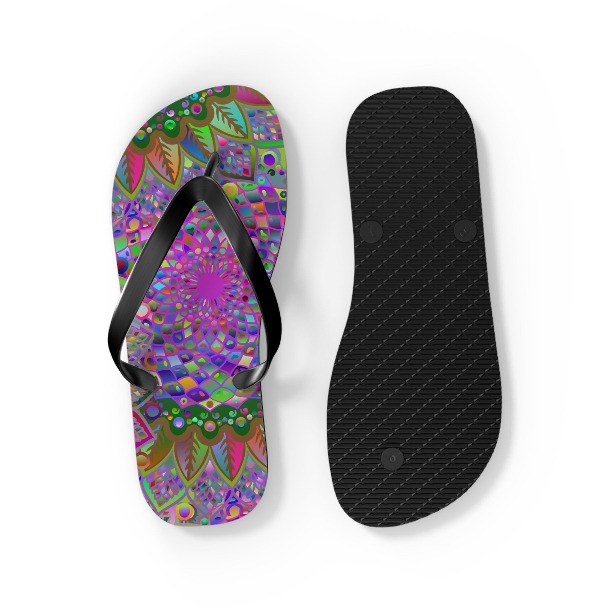 Vibrant Mandala Flip Flops - Colorful Comfort Shoes - Blululi