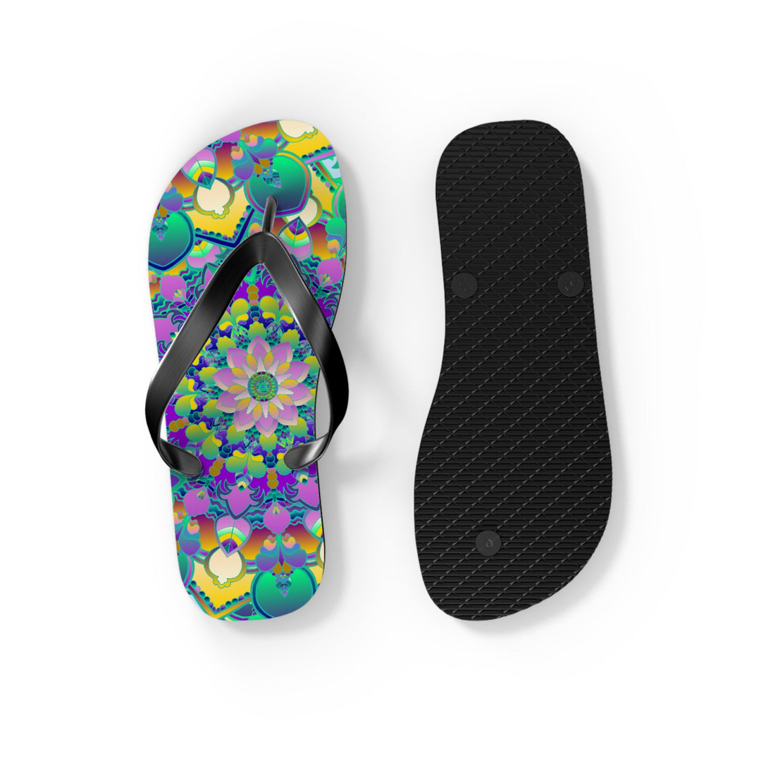 Vibrant Mandala Flip Flops - Colorful Comfort Shoes - Blululi