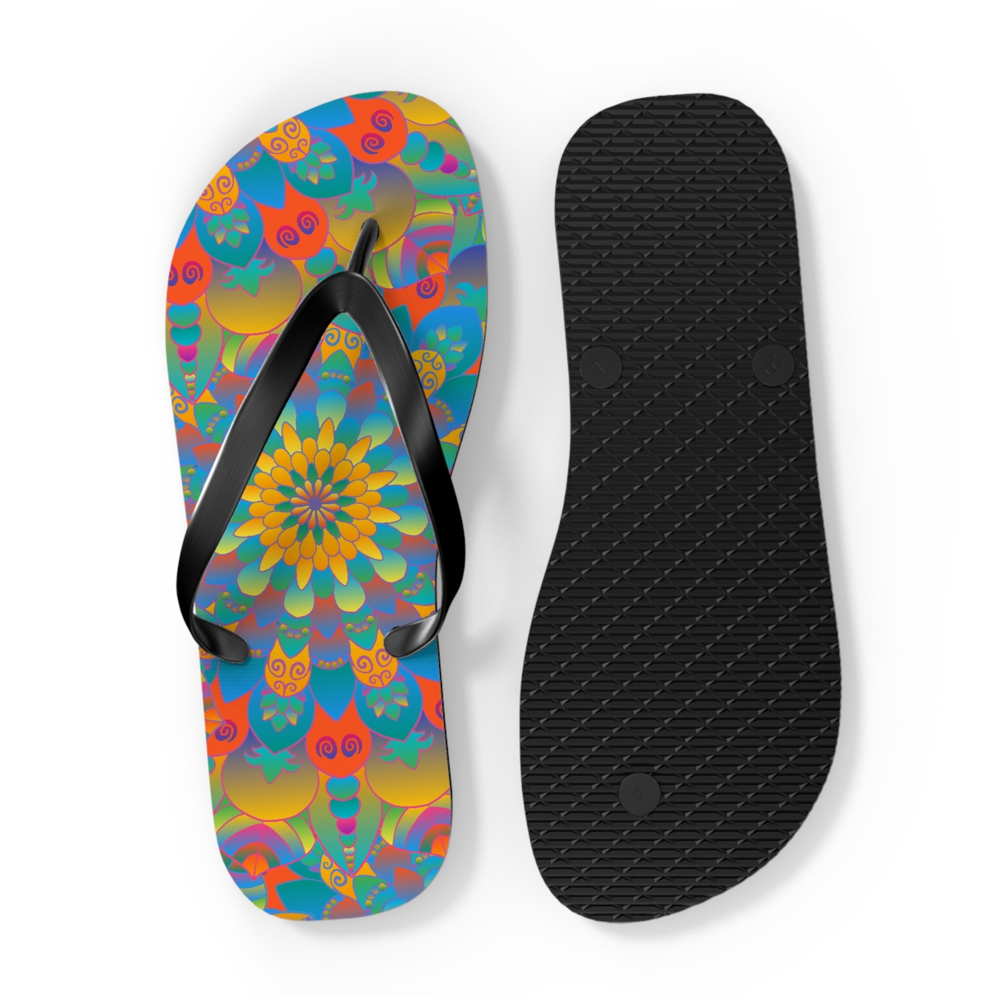 Vibrant Mandala Flip Flops - Colorful & Comfortable Shoes - Blululi