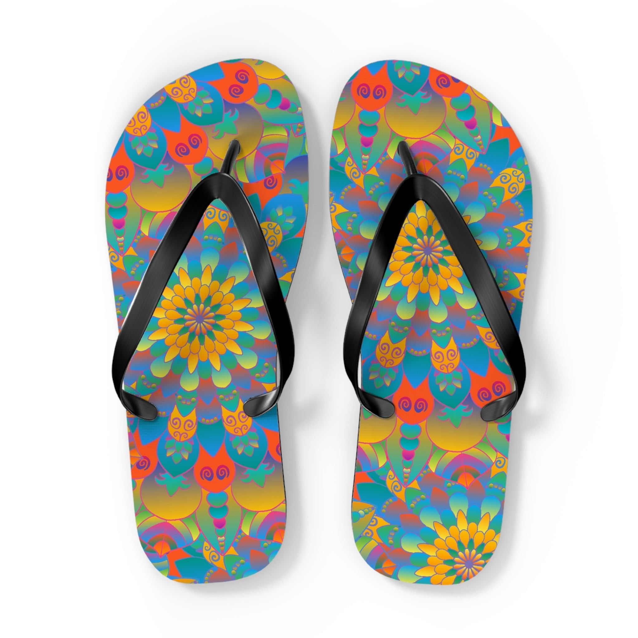 Vibrant Mandala Flip Flops - Colorful & Comfortable Shoes - Blululi