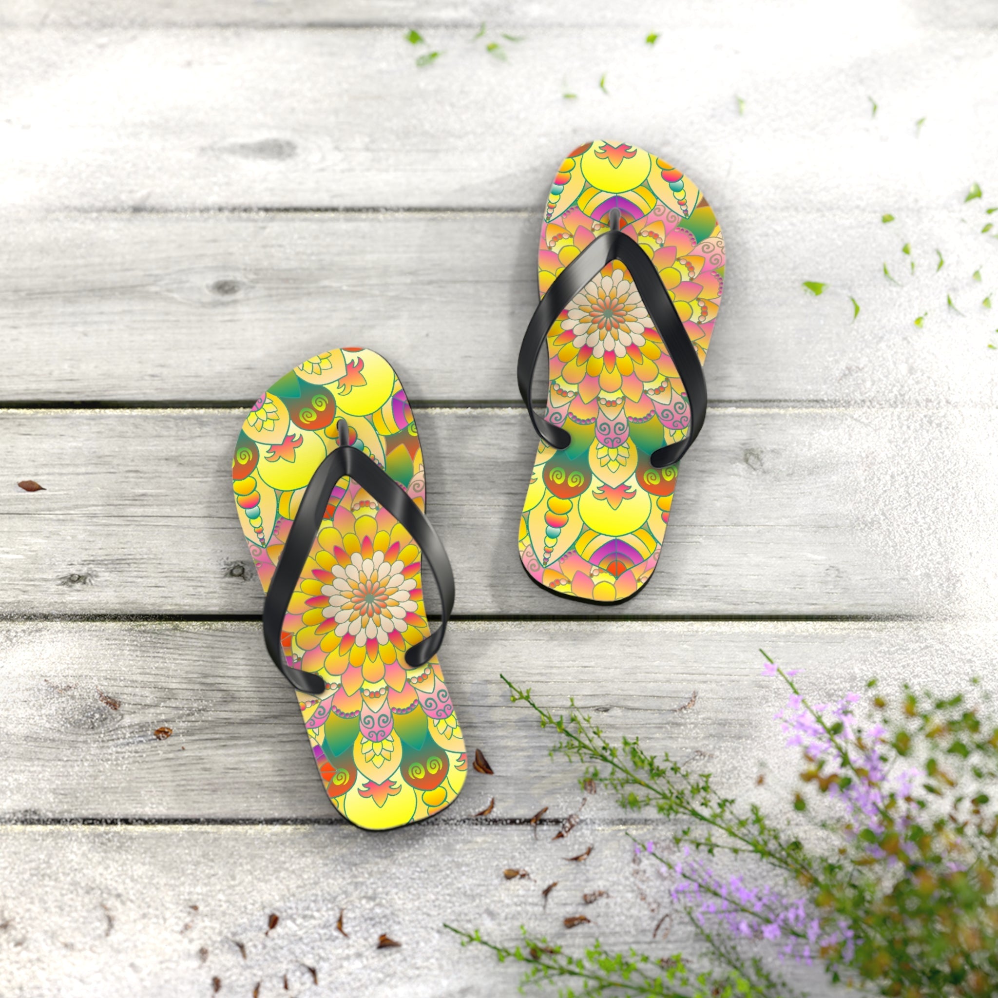 Vibrant Mandala Flip Flops - Colorful & Comfortable Shoes - Blululi