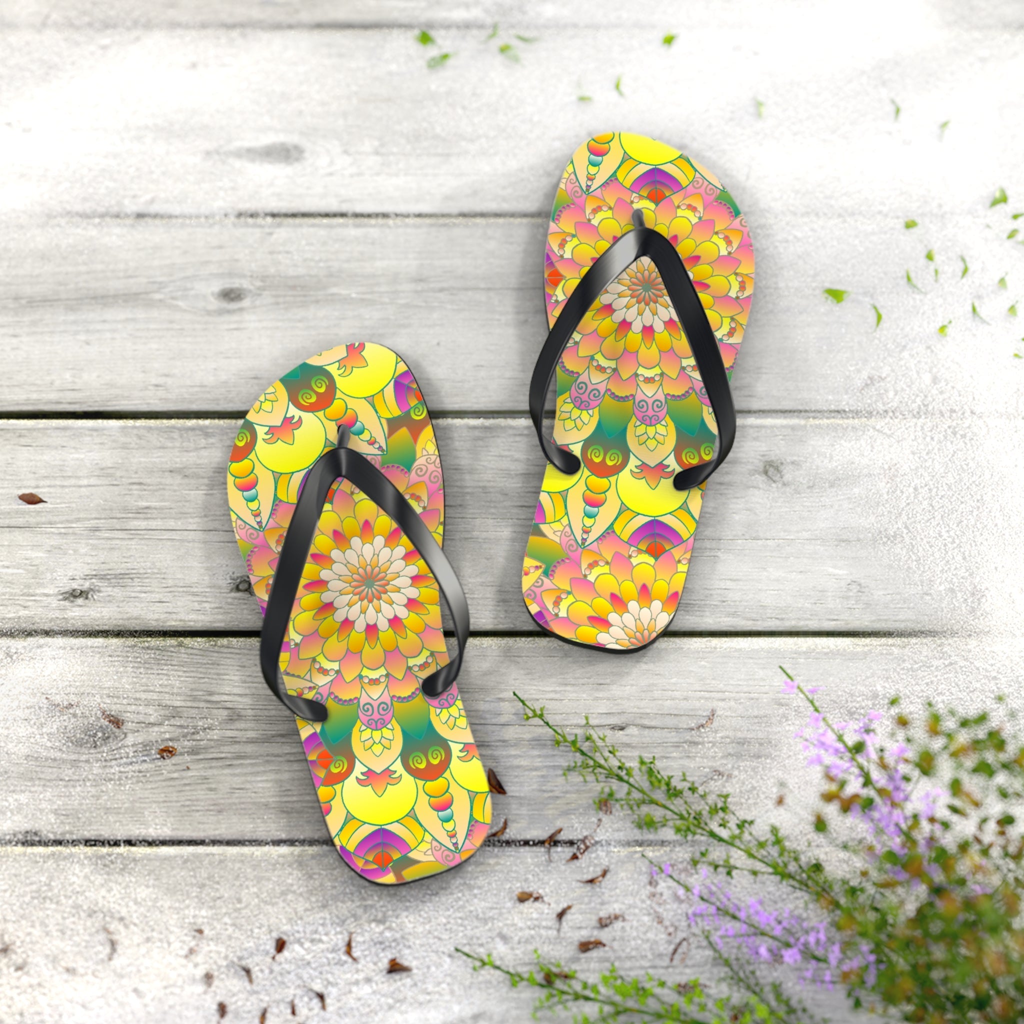 Vibrant Mandala Flip Flops - Colorful & Comfortable Shoes - Blululi