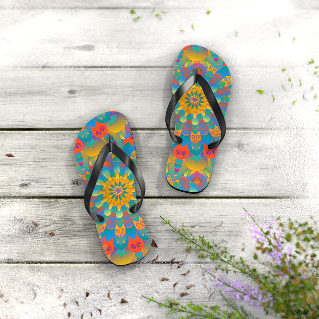 Vibrant Mandala Flip Flops - Colorful & Comfortable Shoes - Blululi