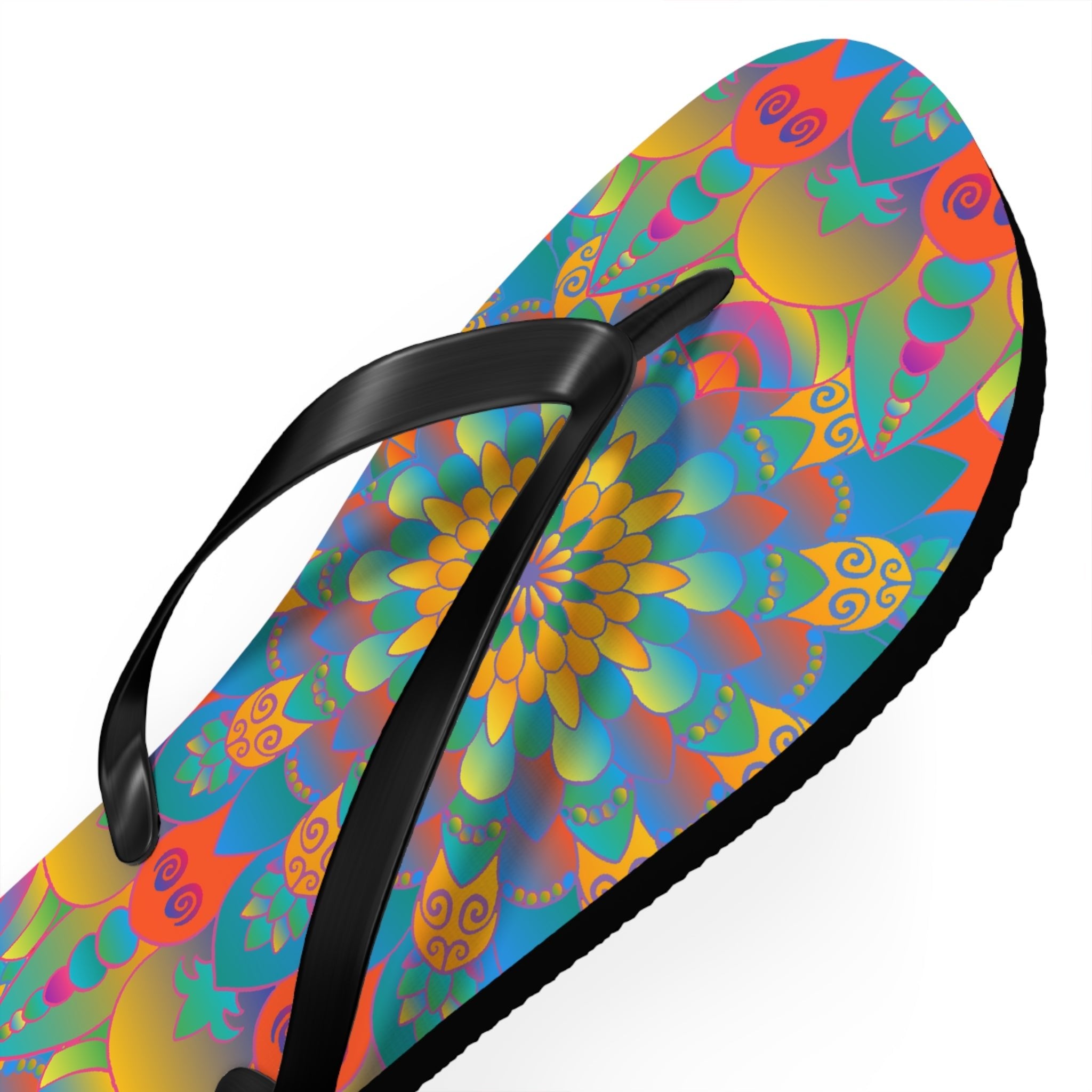 Vibrant Mandala Flip Flops - Colorful & Comfortable Shoes - Blululi