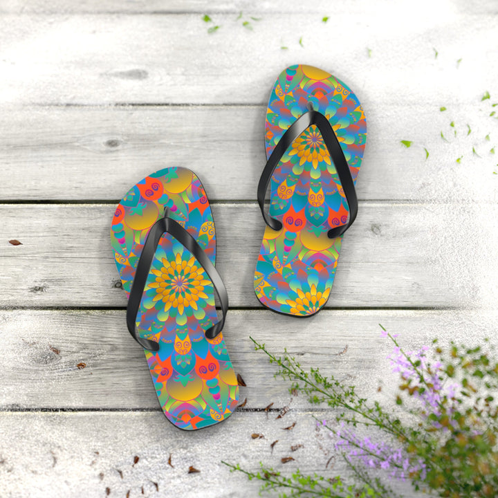 Vibrant Mandala Flip Flops - Colorful & Comfortable Shoes - Blululi