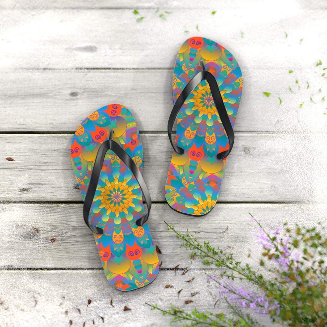 Vibrant Mandala Flip Flops - Colorful & Comfortable Shoes - Blululi