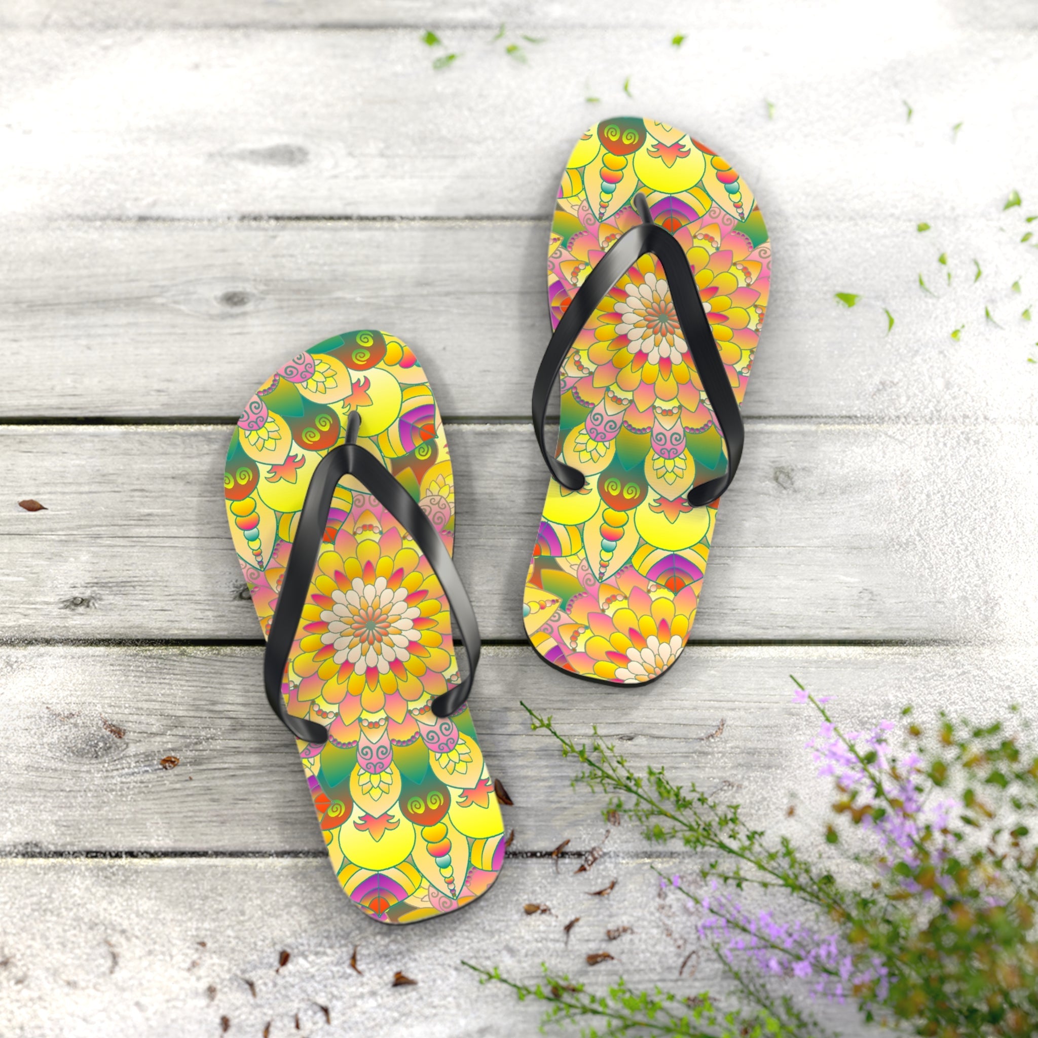 Vibrant Mandala Flip Flops - Colorful & Comfortable Shoes - Blululi