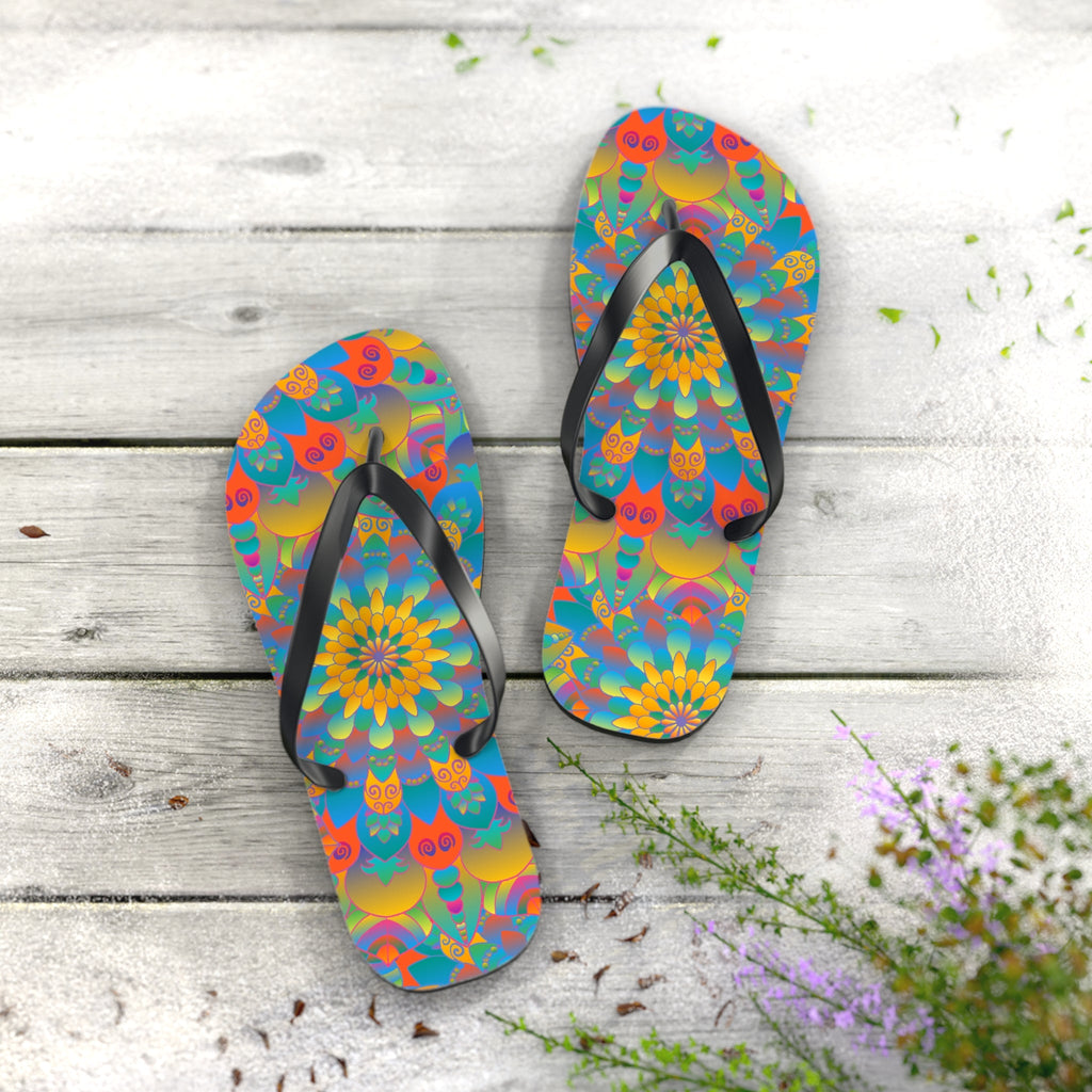 Vibrant Mandala Flip Flops - Colorful & Comfortable Shoes - Blululi