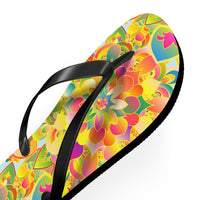 Vibrant Mandala Flip Flops - Colorful Flower Design Shoes - Blululi