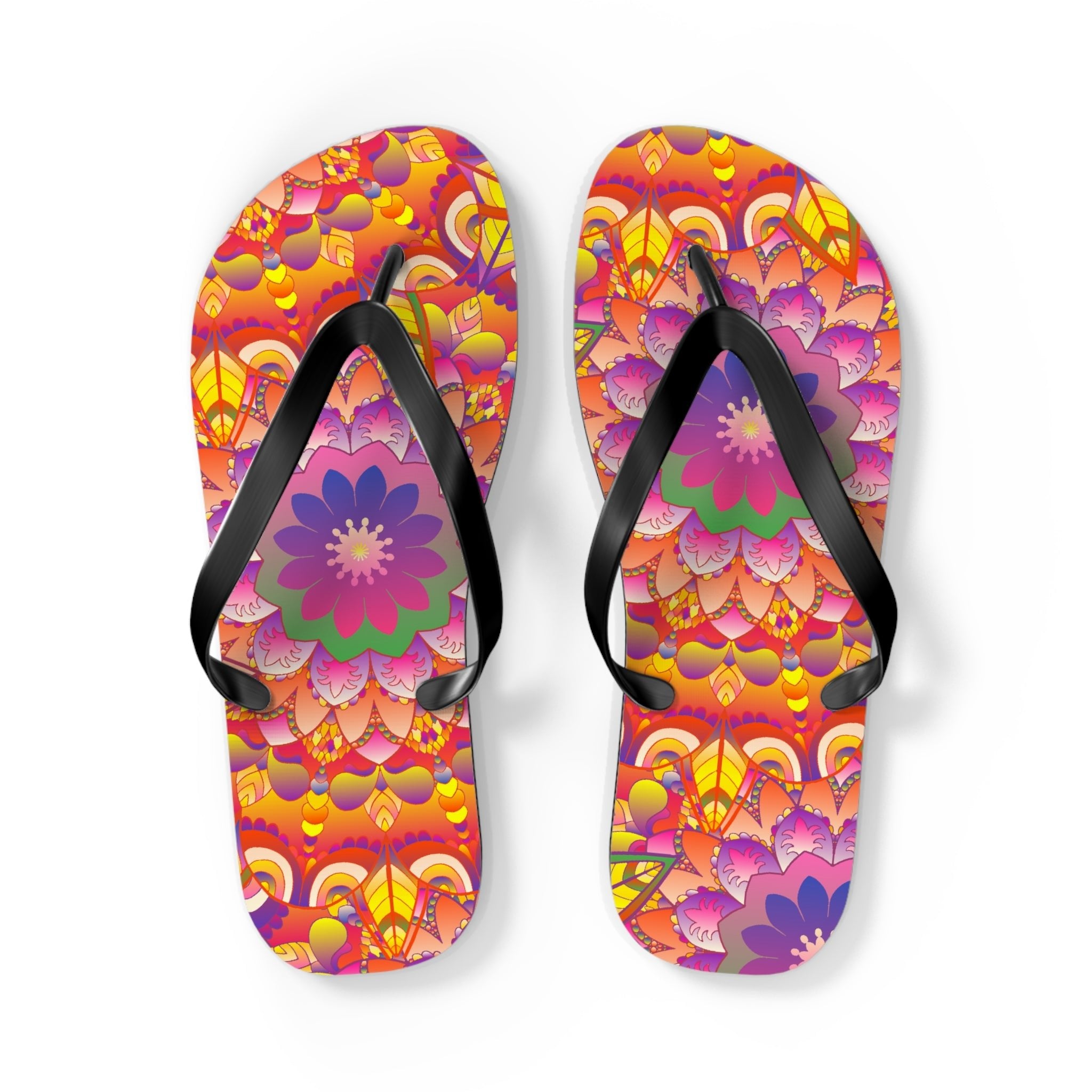 Vibrant Mandala Flip Flops - Colorful & Intricate Shoes - Blululi