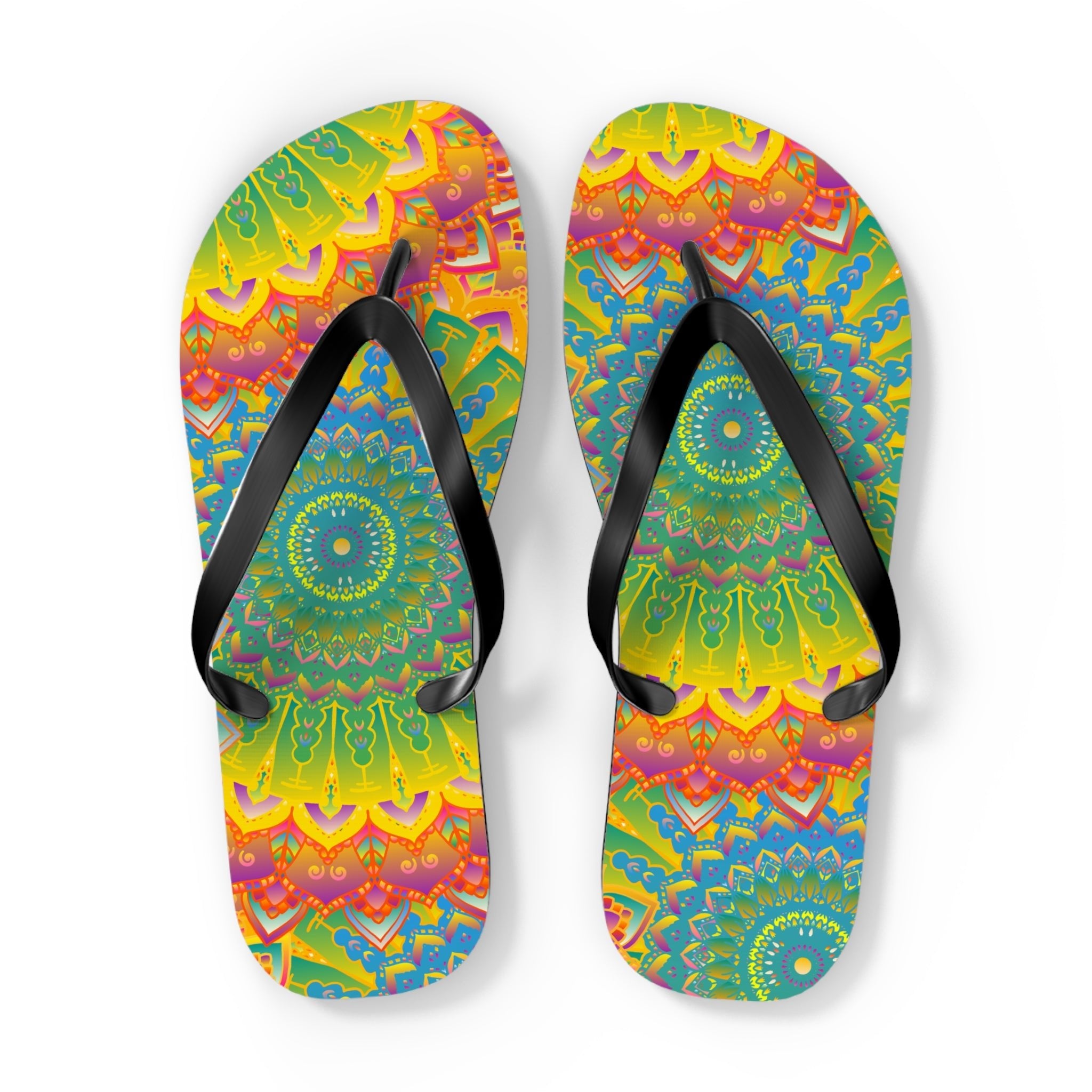 Vibrant Mandala Flip Flops - Colorful & Intricate Shoes - Blululi