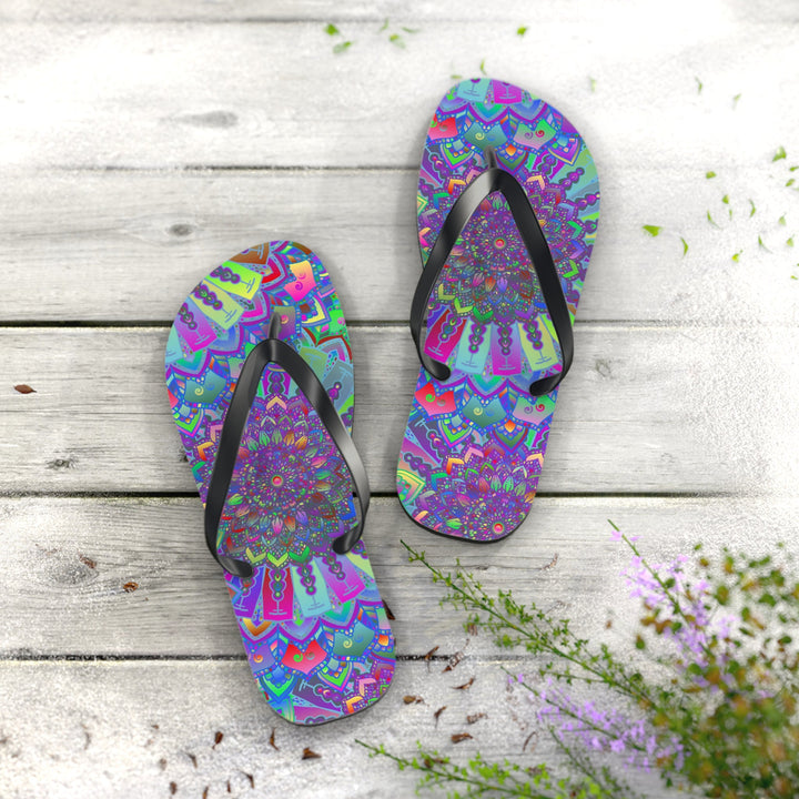 Vibrant Mandala Flip Flops - Colorful & Intricate Shoes - Blululi