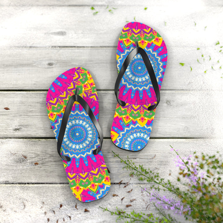 Vibrant Mandala Flip Flops - Colorful & Intricate Shoes - Blululi