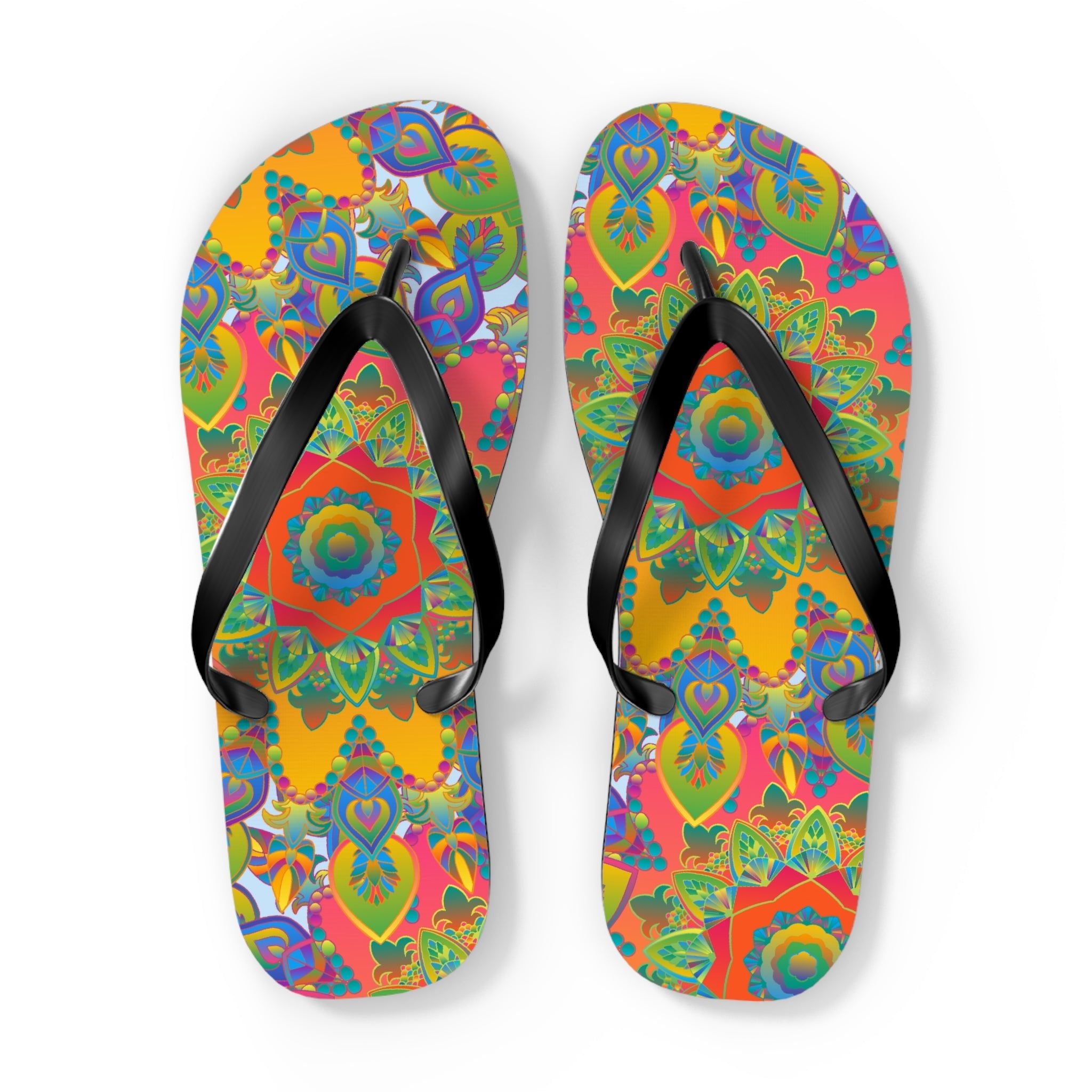 Vibrant Mandala Flip Flops - Colorful & Intricate Shoes - Blululi