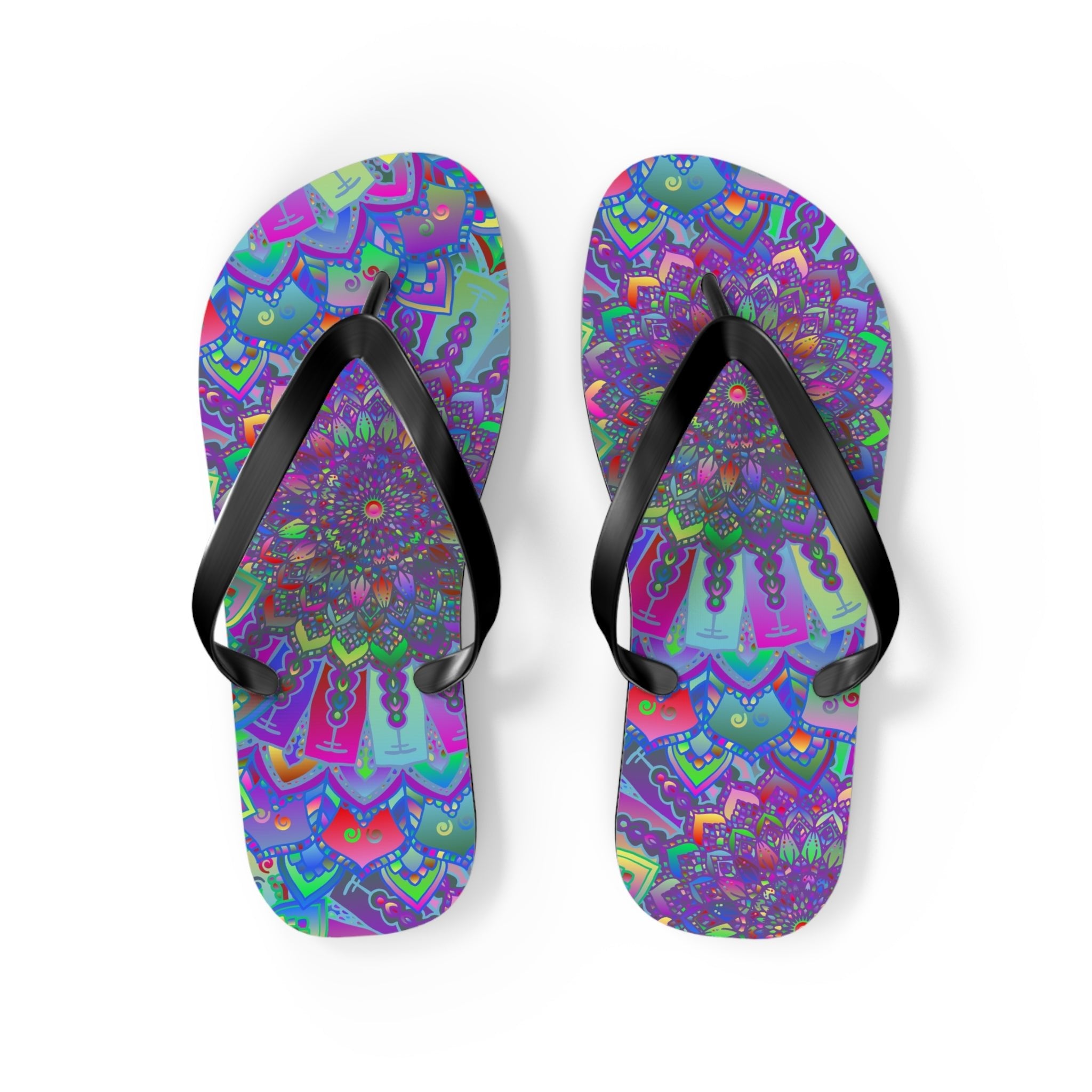 Vibrant Mandala Flip Flops - Colorful & Intricate Shoes - Blululi