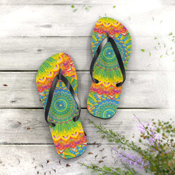 Vibrant Mandala Flip Flops - Colorful & Intricate Shoes - Blululi