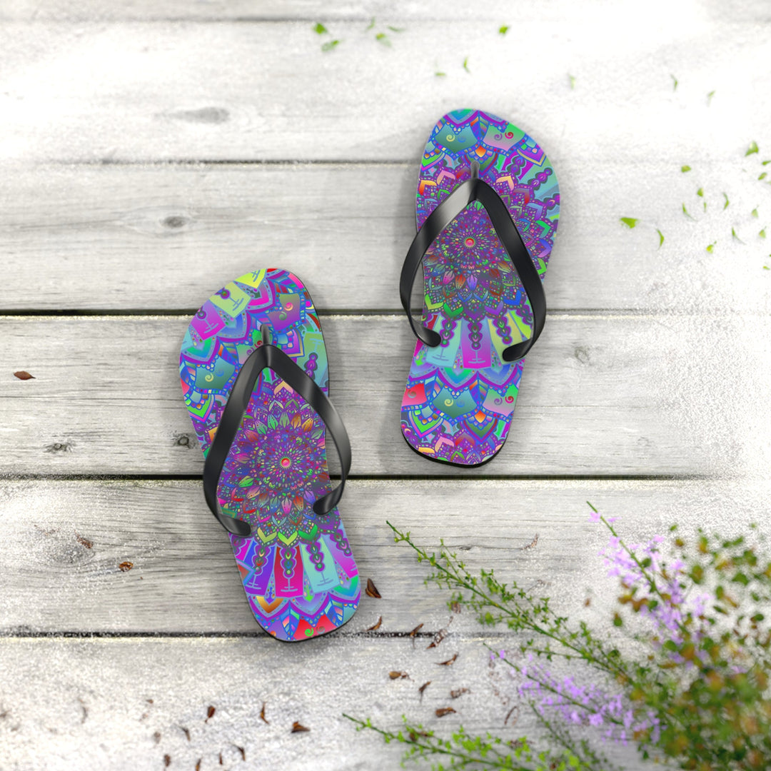 Vibrant Mandala Flip Flops - Colorful & Intricate Shoes - Blululi