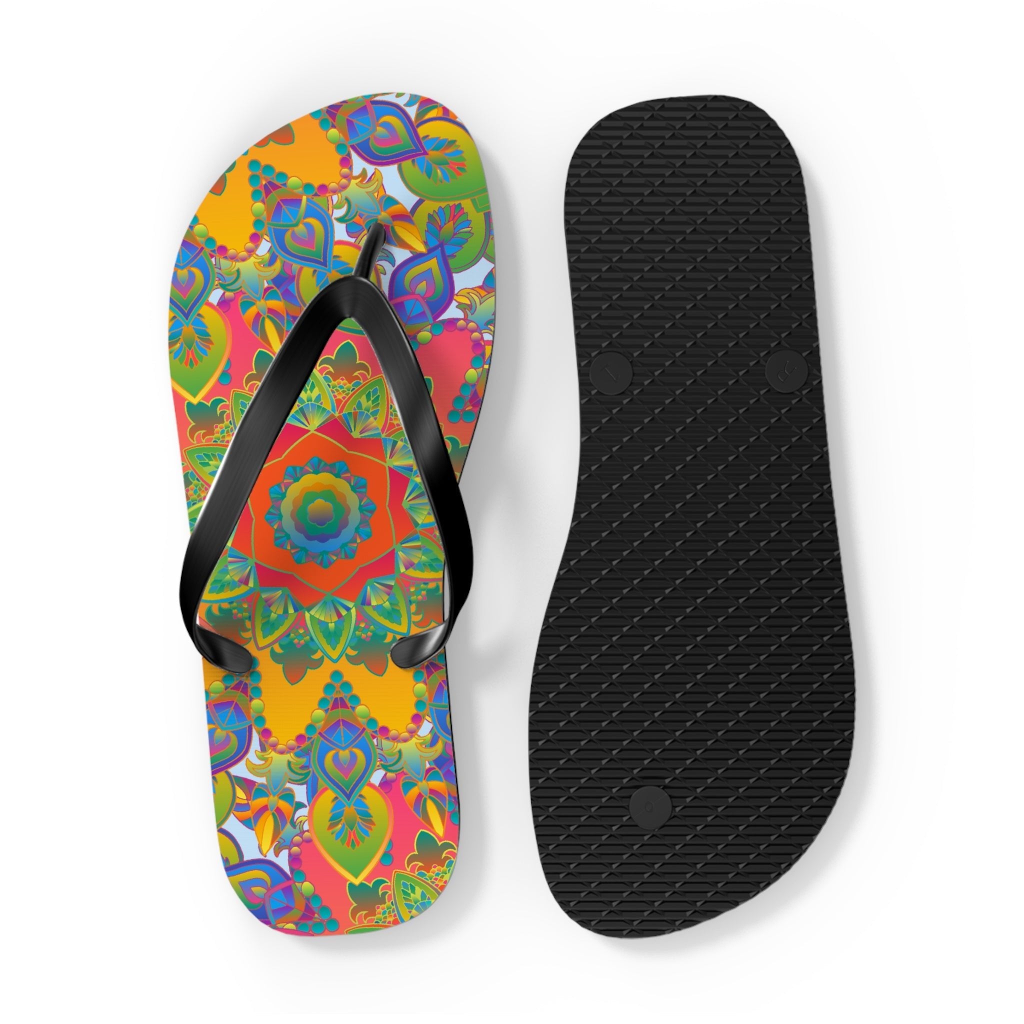 Vibrant Mandala Flip Flops - Colorful & Intricate Shoes - Blululi