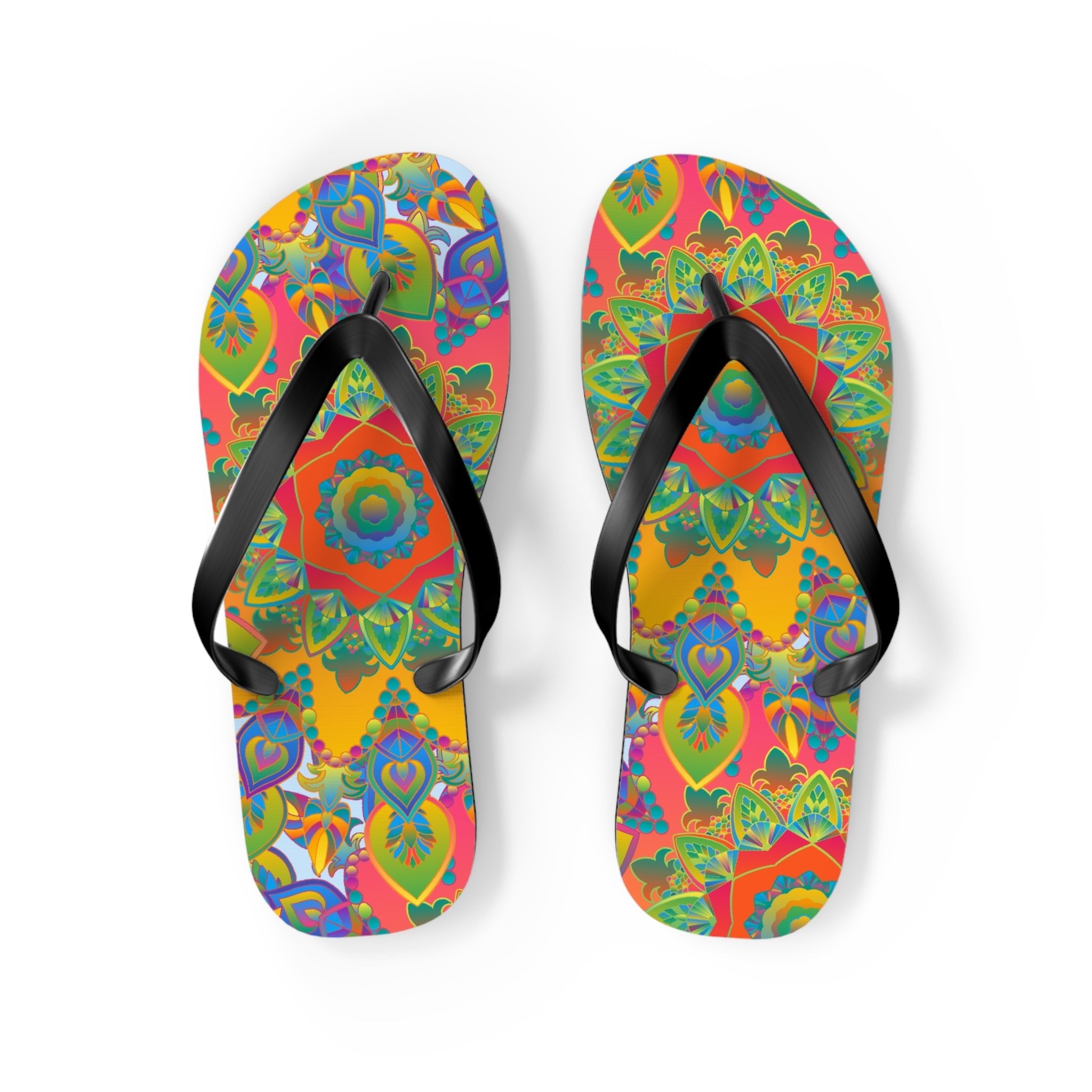 Vibrant Mandala Flip Flops - Colorful & Intricate Shoes - Blululi