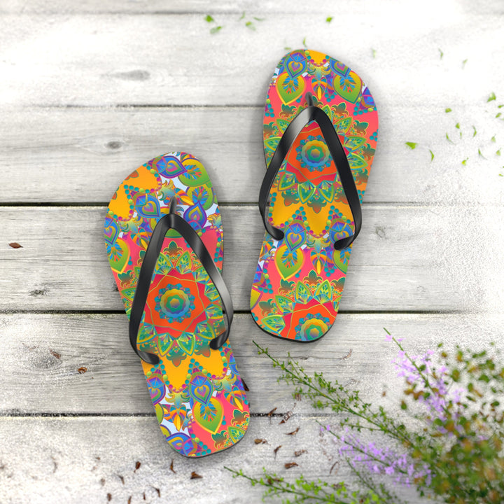 Vibrant Mandala Flip Flops - Colorful & Intricate Shoes - Blululi