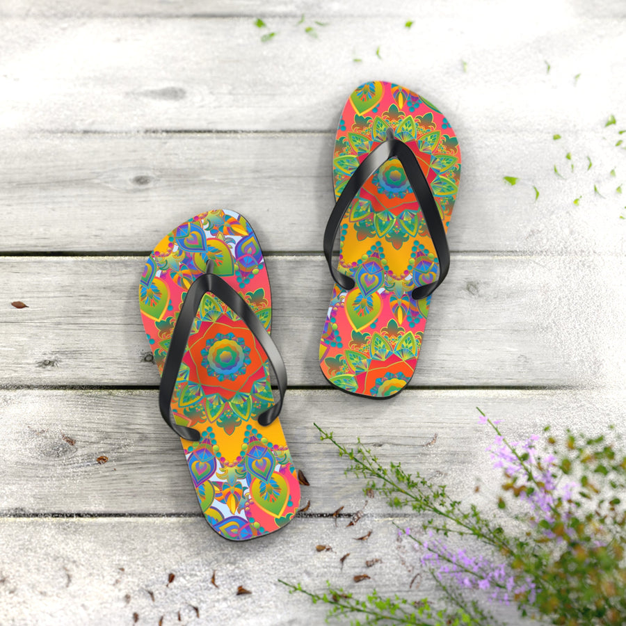Vibrant Mandala Flip Flops - Colorful & Intricate Shoes - Blululi