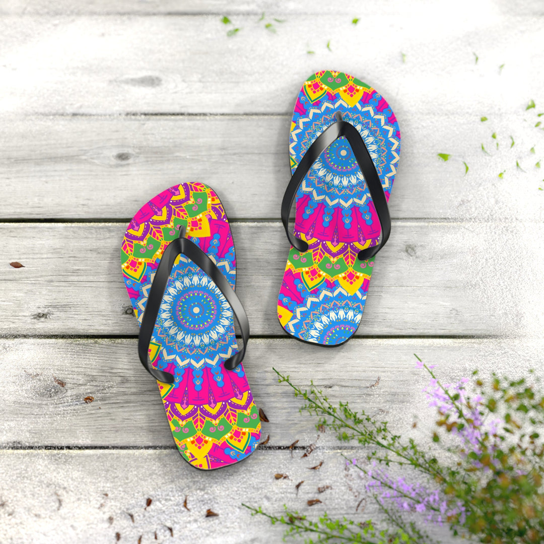 Vibrant Mandala Flip Flops - Colorful & Intricate Shoes - Blululi