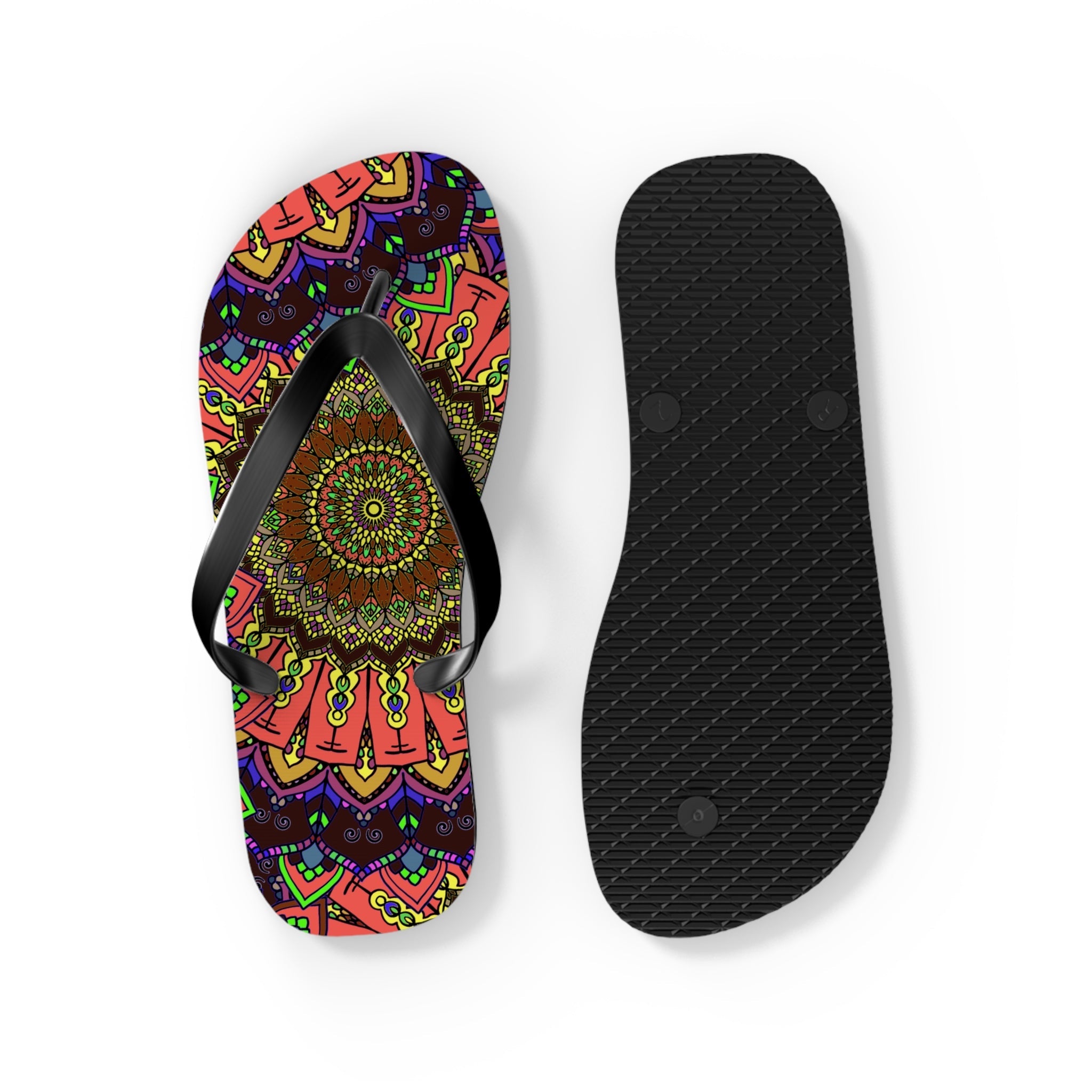 Vibrant Mandala Flip Flops - Colorful & Intricate Shoes - Blululi