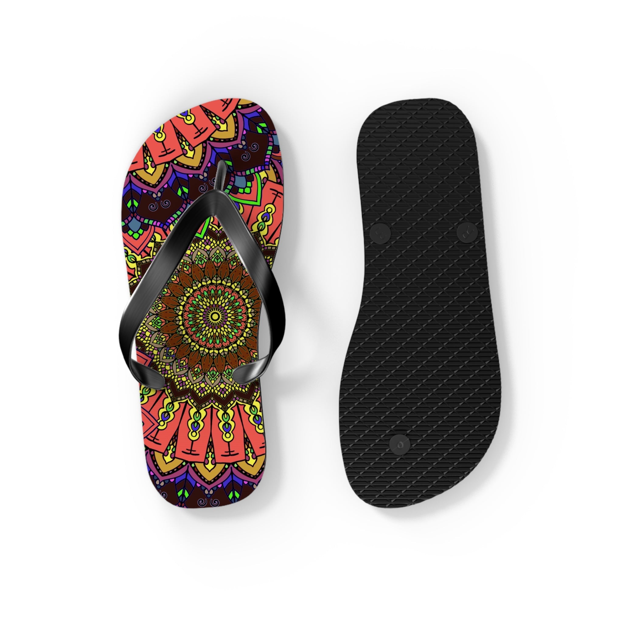 Vibrant Mandala Flip Flops - Colorful & Intricate Shoes - Blululi