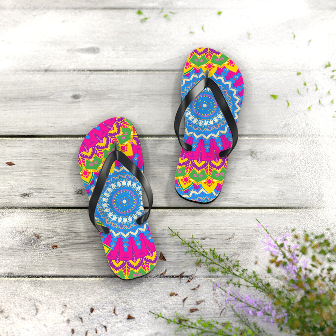 Vibrant Mandala Flip Flops - Colorful & Intricate Shoes - Blululi