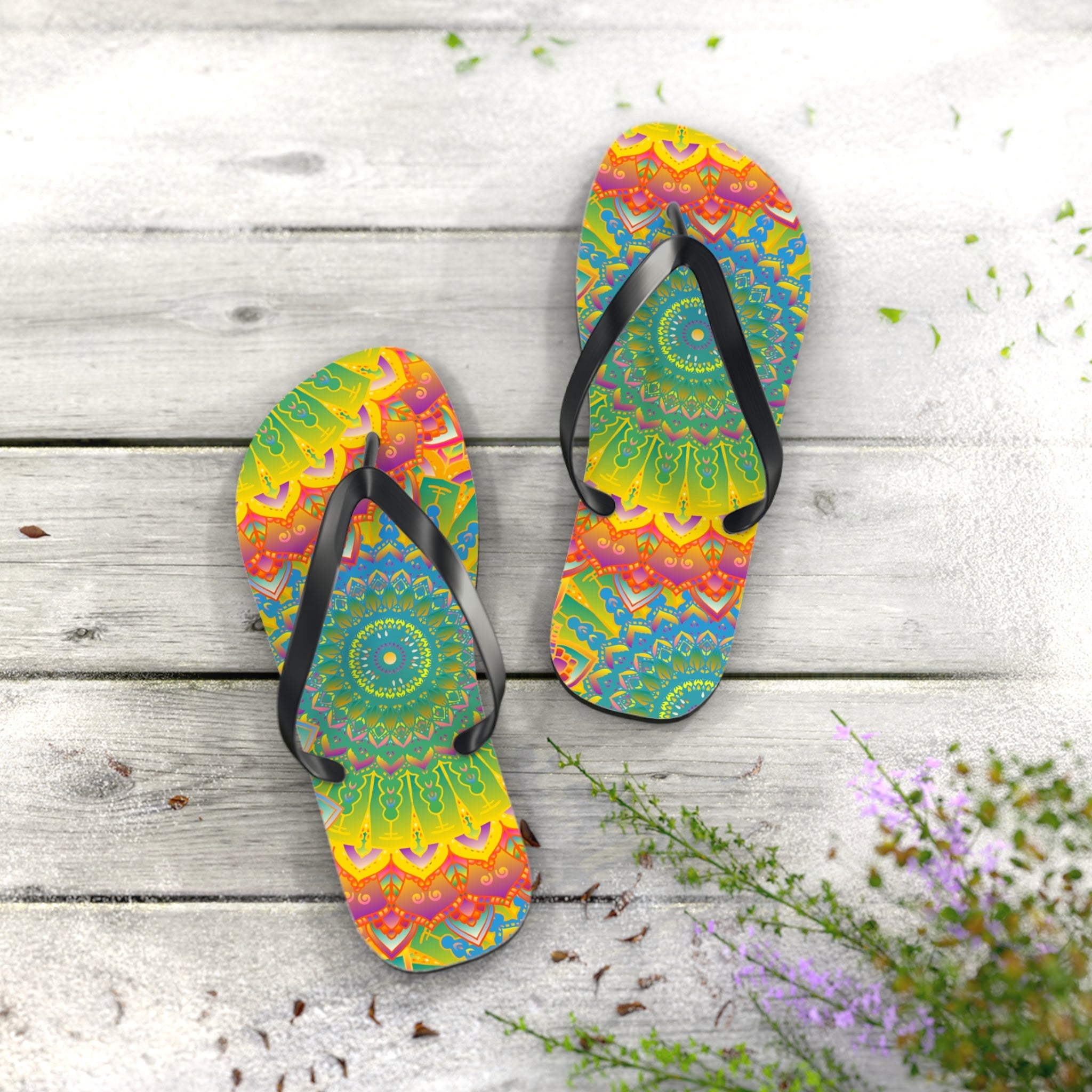 Vibrant Mandala Flip Flops - Colorful & Intricate Shoes - Blululi