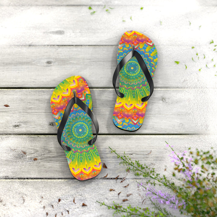 Vibrant Mandala Flip Flops - Colorful & Intricate Shoes - Blululi