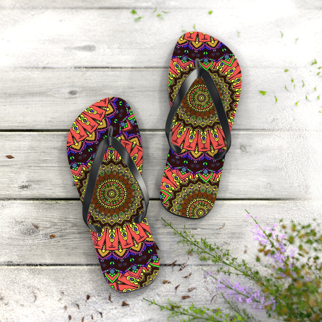 Vibrant Mandala Flip Flops - Colorful & Intricate Shoes - Blululi