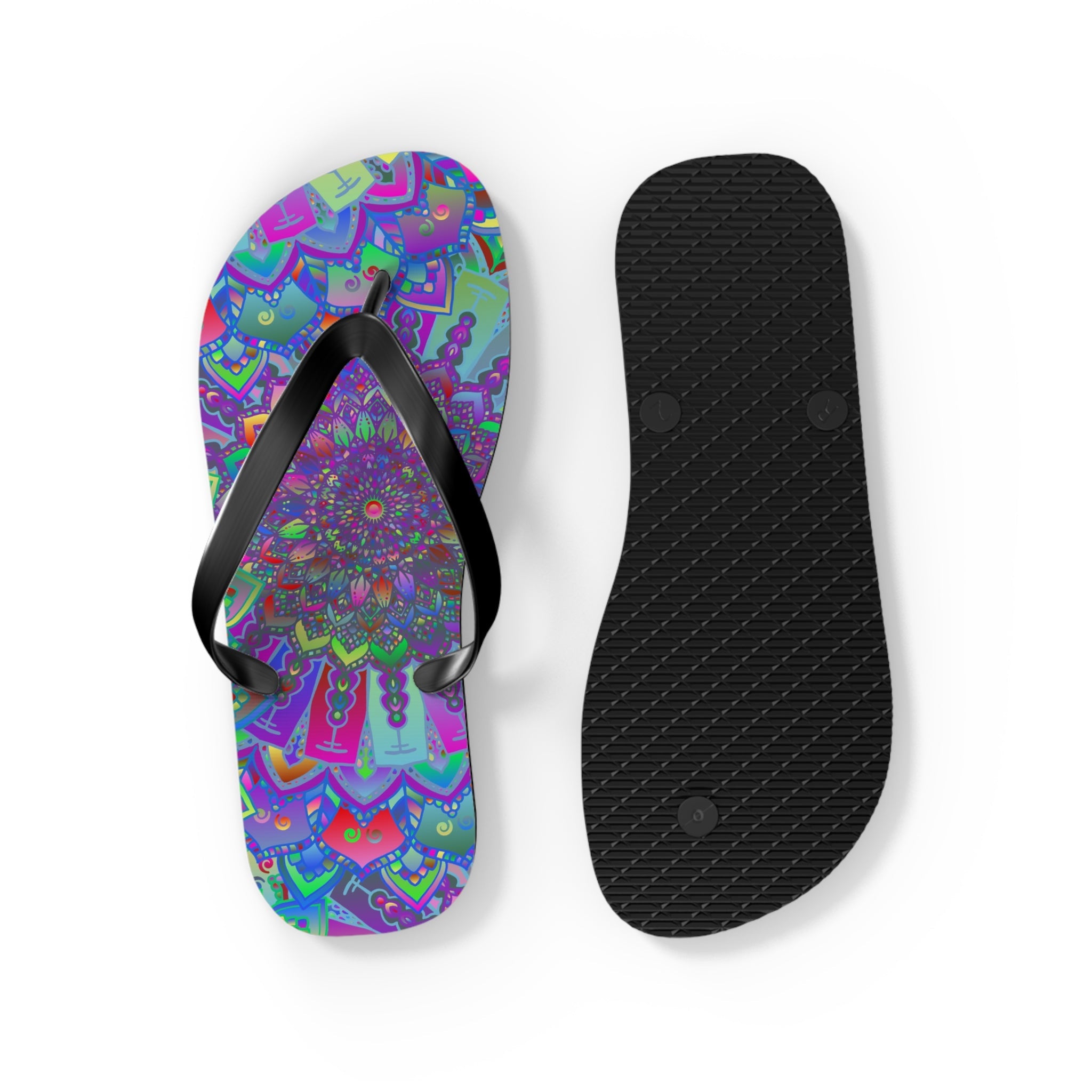 Vibrant Mandala Flip Flops - Colorful & Intricate Shoes - Blululi