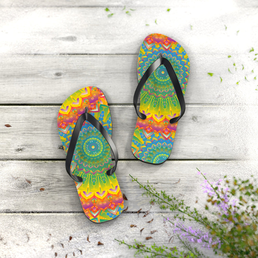 Vibrant Mandala Flip Flops - Colorful & Intricate Shoes - Blululi