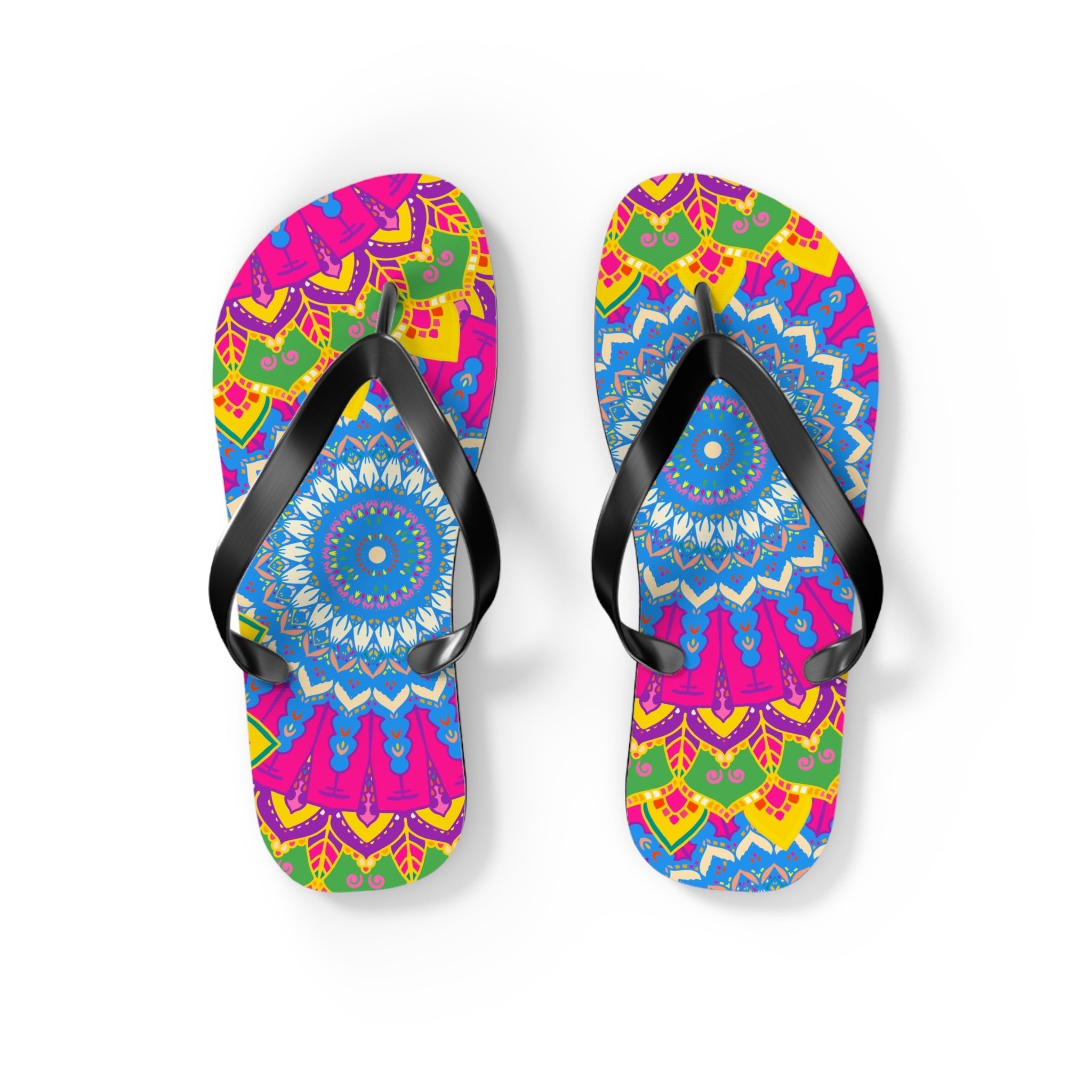 Vibrant Mandala Flip Flops - Colorful & Intricate Shoes - Blululi