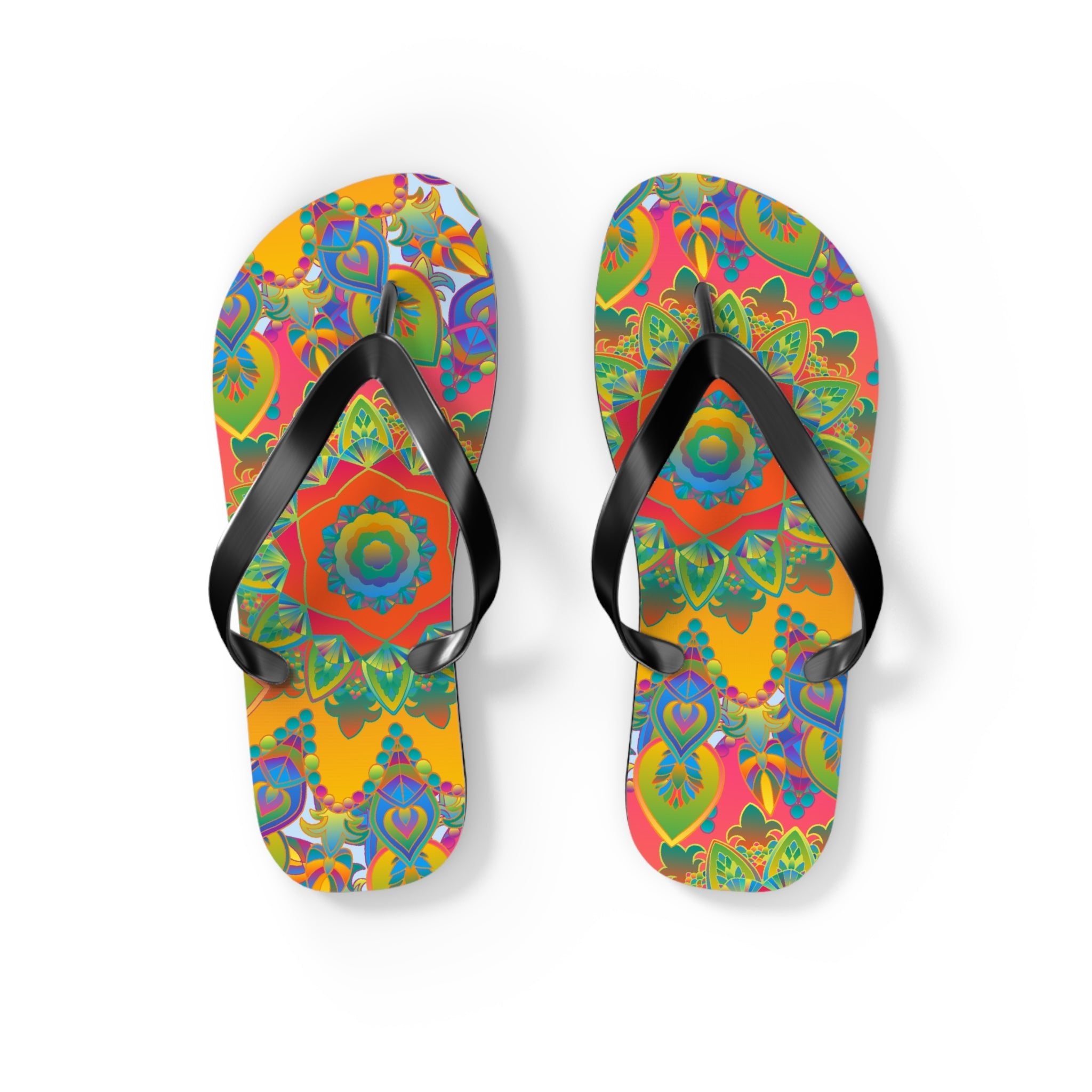 Vibrant Mandala Flip Flops - Colorful & Intricate Shoes - Blululi