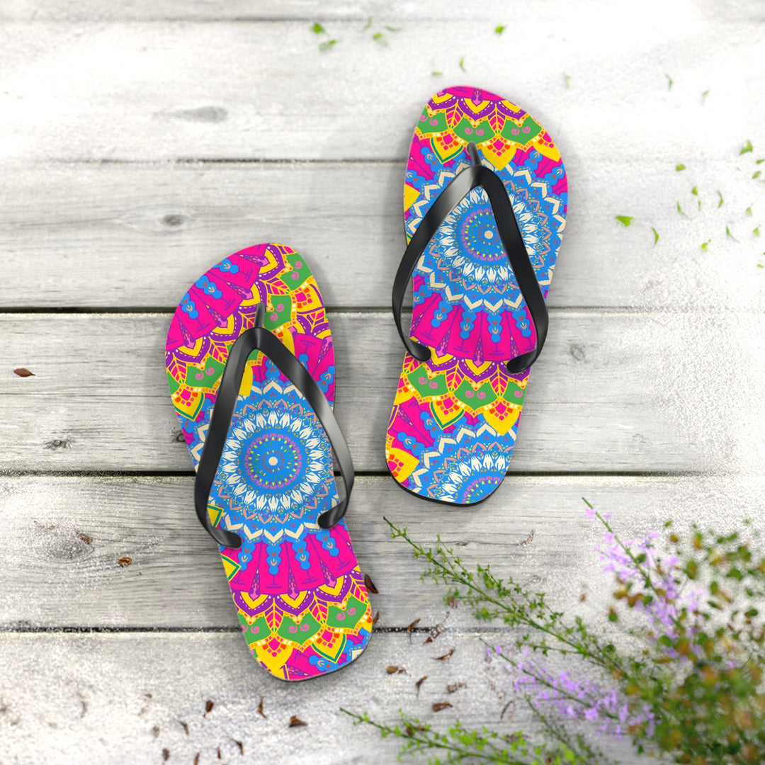 Vibrant Mandala Flip Flops - Colorful & Intricate Shoes - Blululi