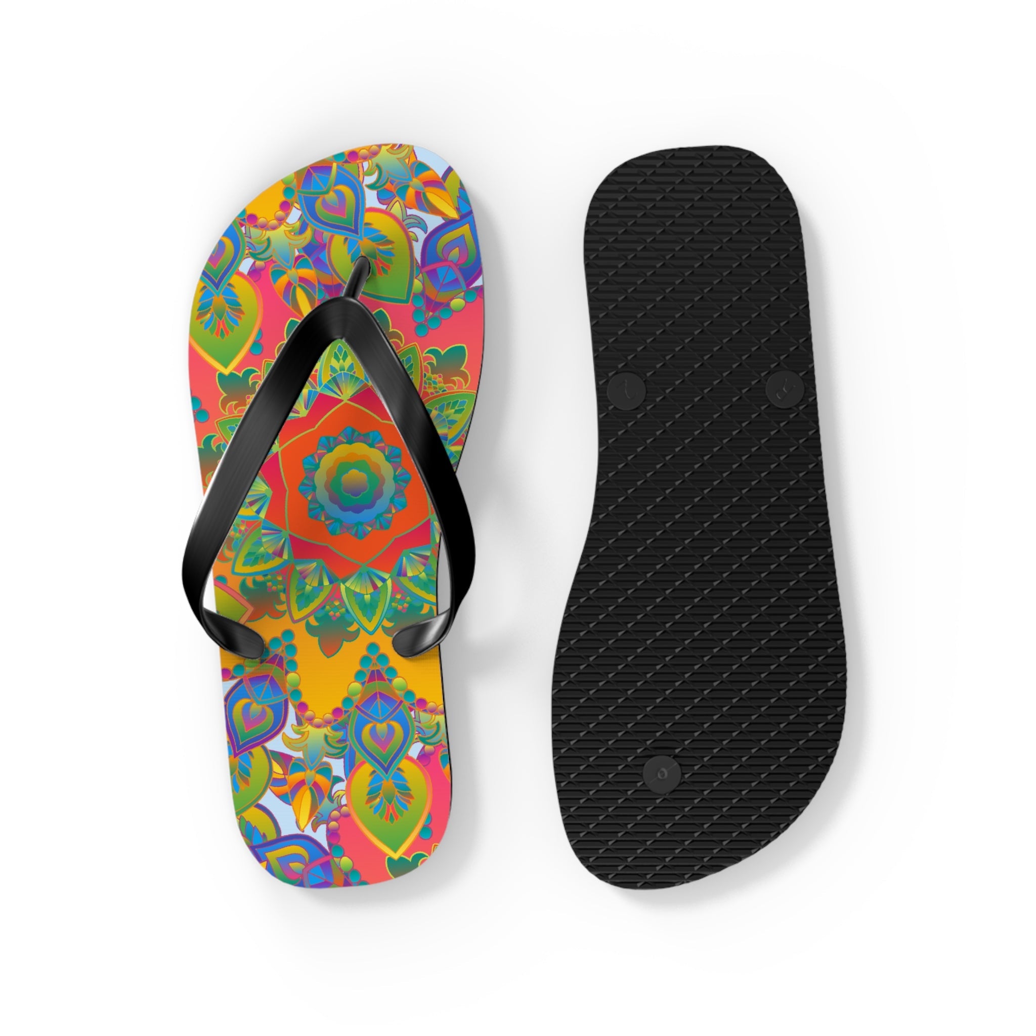 Vibrant Mandala Flip Flops - Colorful & Intricate Shoes - Blululi