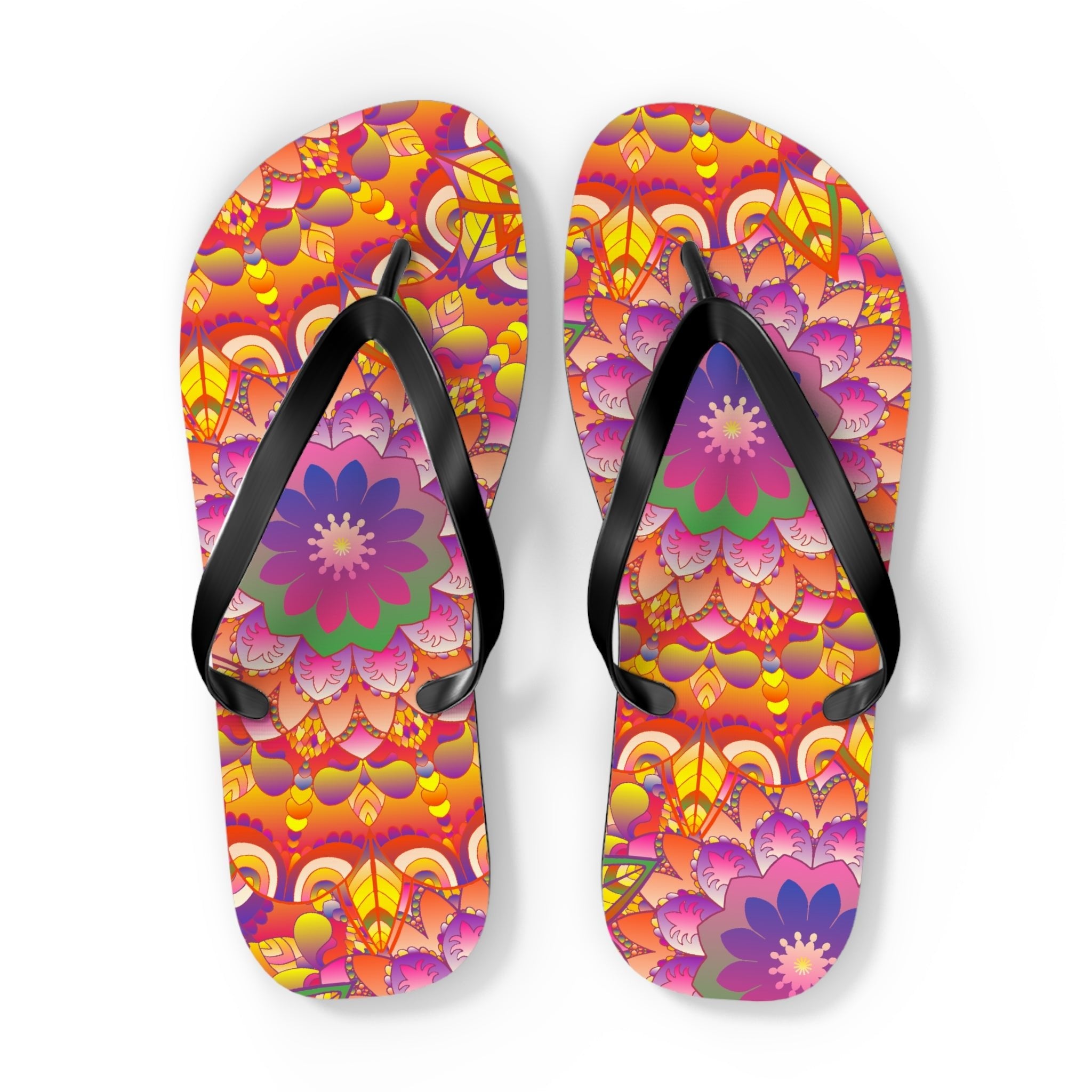 Vibrant Mandala Flip Flops - Colorful & Intricate Shoes - Blululi