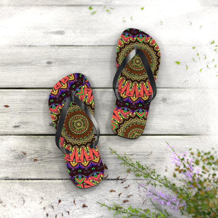 Vibrant Mandala Flip Flops - Colorful & Intricate Shoes - Blululi